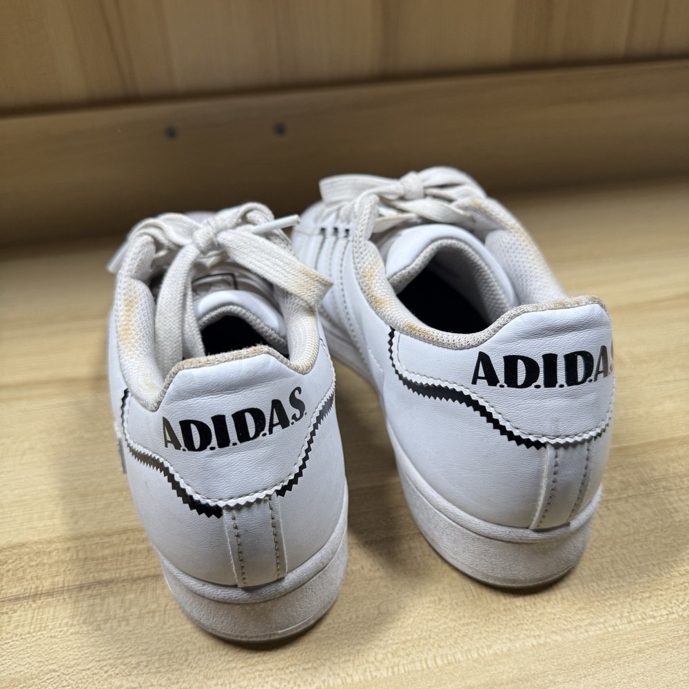 Adidas Superstar Cloud Sneakers Thin Stripes White Black‎ Leather Women's 6.5 - Picture 2 of 12